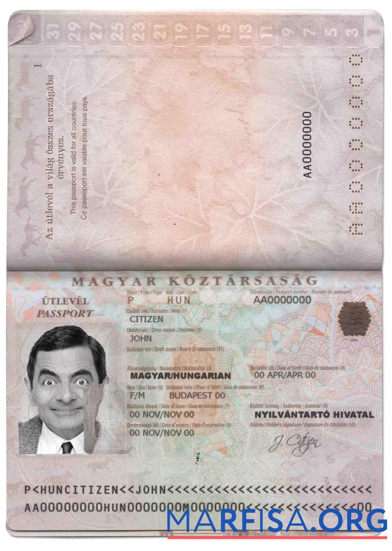 Printable Hungary passport download for verification